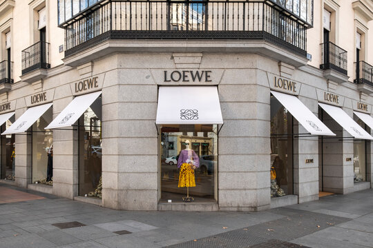 Madrid, Madrid, Spain - February 06, 2024: Serrano Street in Madrid in Salamanca District. Salamanca is well known for being one of the wealthiest areas in Madrid, with a luxury shops in Madrid