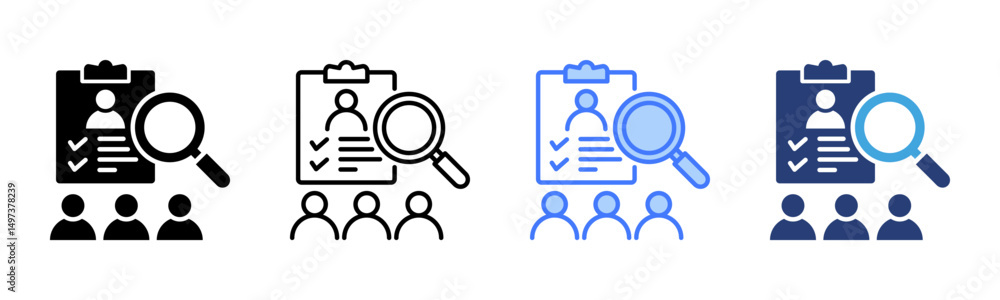 Poster recruitment icon sheet multiple style collection
