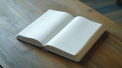 Fototapeta premium Empty pages of notebook with pencil lying on top and plant nearby