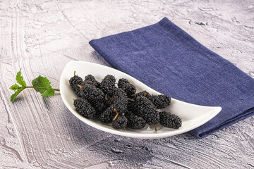 Juicy sweet mulberry in the bowl