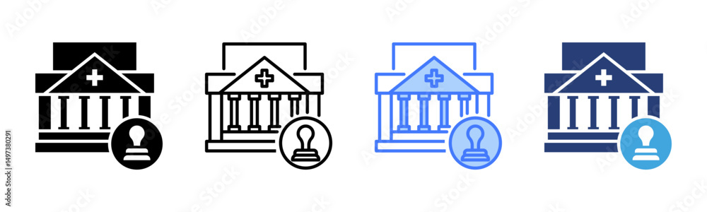 Poster institutional icon sheet multiple style collection