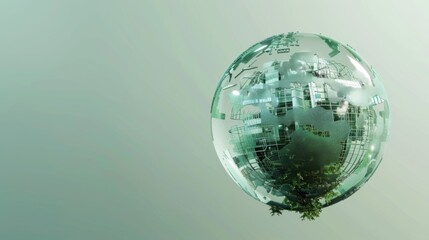Transparent Globe with Circuit Board Design and Greenery