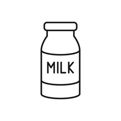 Vector illustration of a milk bottle on a white background. Drinks theme icon with line style