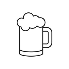 Vector illustration of a glass of beer on a white background. Drinks theme icon with line style