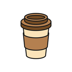 Vector illustration of a cup of coffee on a white background. Drinks theme icon with solid line style
