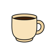 Vector illustration of a cup of coffee on a white background. Drinks theme icon with solid line style