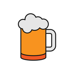 Vector illustration of a glass of beer on a white background. Drinks theme icon with solid line style