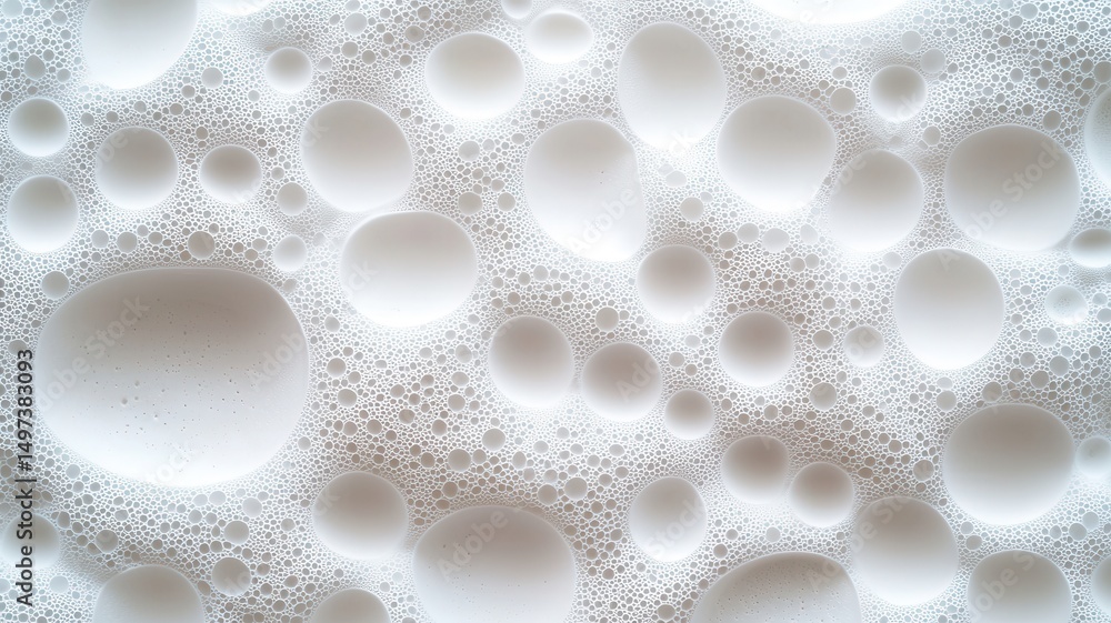 Aufkleber microscopic white and bubbles creating textural pattern, suggesting purity graphic softness in foam 
