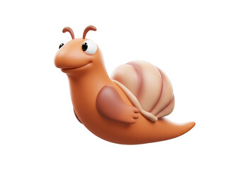 Cartoon snail illustration cute animal character rendering design on transparent background