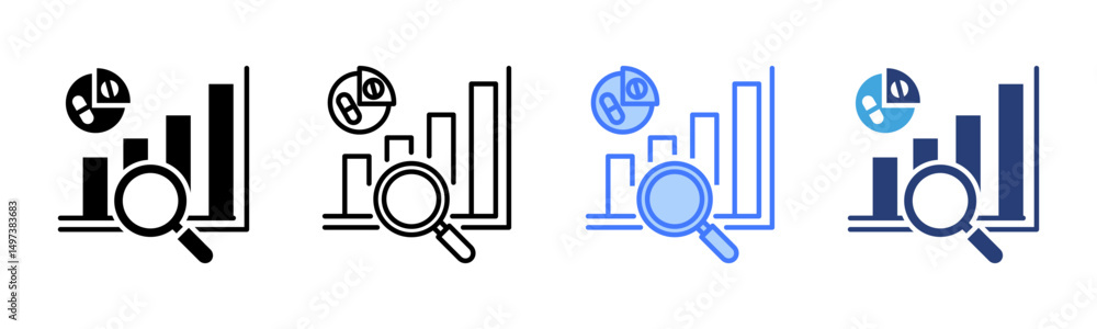 Poster Statistical Analysis icon sheet multiple style collection