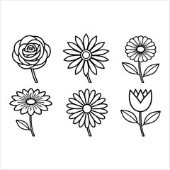 Flowers Vector, Floral Line Art, Flower Sketch, Botanical Illustration, Hand Drawn Flower, Flower Outline, Black And White Flower, Minimalist Floral, Botanical Drawing, Line Art Flowers, Flower Tattoo