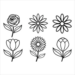 Flowers Vector, Floral Line Art, Flower Sketch, Botanical Illustration, Hand Drawn Flower, Flower Outline, Black And White Flower, Minimalist Floral, Botanical Drawing, Line Art Flowers, Flower Tattoo