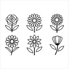 Flowers Vector, Floral Line Art, Flower Sketch, Botanical Illustration, Hand Drawn Flower, Flower Outline, Black And White Flower, Minimalist Floral, Botanical Drawing, Line Art Flowers, Flower Tattoo