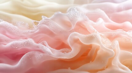Abstract Flowing Fabric with Water Droplets in Pastel Colors
