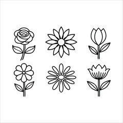Flowers Vector, Floral Line Art, Flower Sketch, Botanical Illustration, Hand Drawn Flower, Flower Outline, Black And White Flower, Minimalist Floral, Botanical Drawing, Line Art Flowers, Flower Tattoo