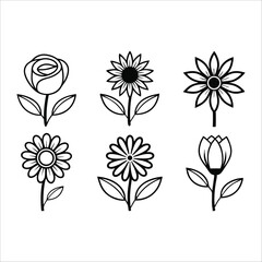 Flowers Vector, Floral Line Art, Flower Sketch, Botanical Illustration, Hand Drawn Flower, Flower Outline, Black And White Flower, Minimalist Floral, Botanical Drawing, Line Art Flowers, Flower Tattoo