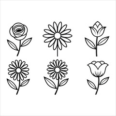 Flowers Vector, Floral Line Art, Flower Sketch, Botanical Illustration, Hand Drawn Flower, Flower Outline, Black And White Flower, Minimalist Floral, Botanical Drawing, Line Art Flowers, Flower Tattoo