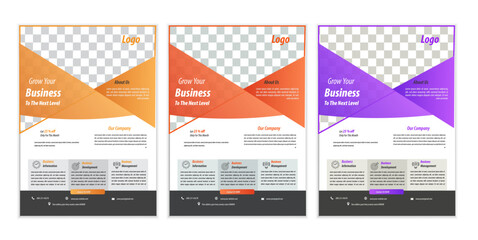 a bundle of 3 templates business flyer design, in blue color, and modern design,marketing,businessproposal, promotion, advertise, publication and editable vector template design.