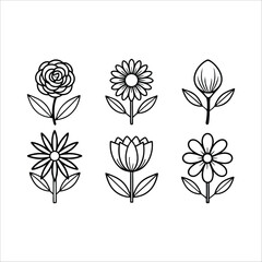 Flowers Vector, Floral Line Art, Flower Sketch, Botanical Illustration, Hand Drawn Flower, Flower Outline, Black And White Flower, Minimalist Floral, Botanical Drawing, Line Art Flowers, Flower Tattoo
