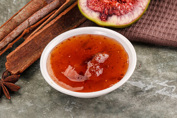 Sweet fig jam in the bowl