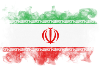 iran Distressed flag of a nation, painted with textured strokes in green, white, and red, set against a dark backdrop emphasizing a