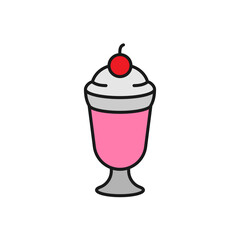 Vector illustration of a milkshake on a white background. Drinks theme icon with solid line style