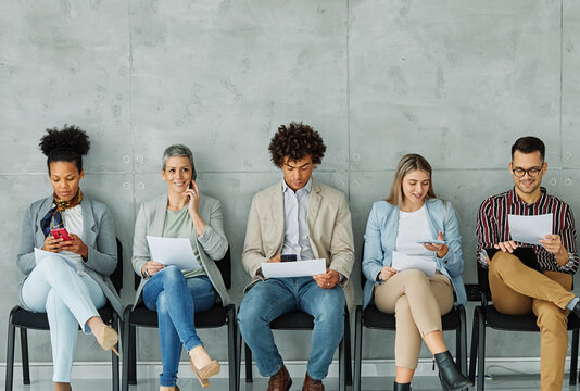 business office young group mobile phone candidate recruitment job employment interview employee applicant resume human resources opportunity hiring communication