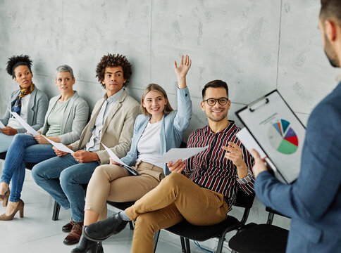 business waiting recruitment office candidate woman job interview sitting employment businessman applicant employee application adult businesswoman career chair - Powered by Adobe