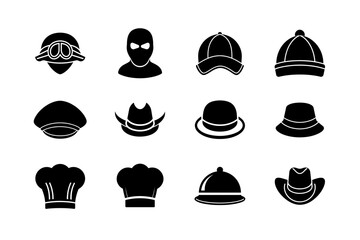 hat silhouette collection icon vector