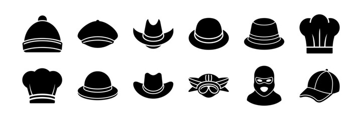 hat collection glyph icon vector