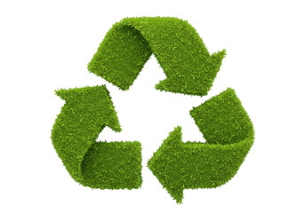 Recycle symbol green grass texture concept ecology environment on transparent background