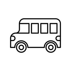 Vector illustration of a  school bus on a white background. School theme icon with line style