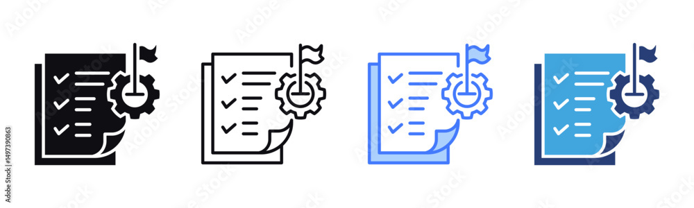 Poster Goal Setting icon sheet multiple style collection