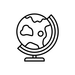 Vector illustration of a globe on a white background. School theme icon with line style