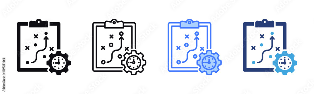 Poster Project Plan icon sheet multiple style collection