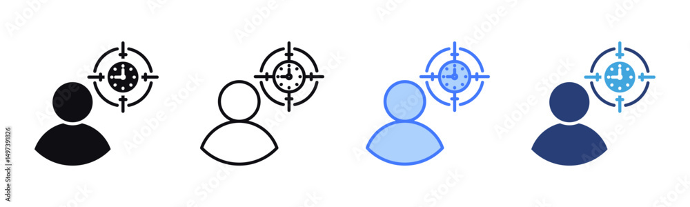 Poster focus time icon sheet multiple style collection