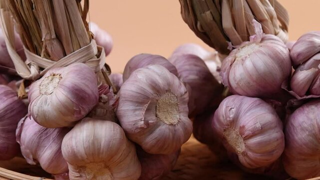 Dried garlic in a basket