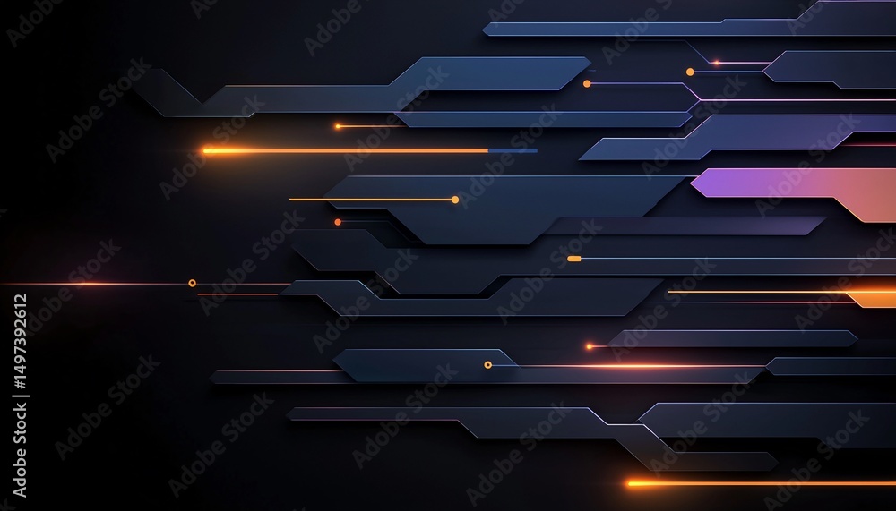 Poster abstract futuristic technology background with glowing lines and geometric shapes