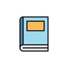 Vector illustration of a book on a white background. School theme icon with solid line style
