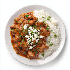 Chicken Curry with Rice - A Flavorful Meal , isolated on white background png