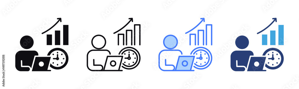 Poster productivity icon sheet multiple style collection