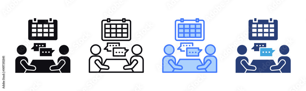 Poster meeting icon sheet multiple style collection