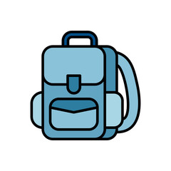 Vector illustration of a school bag on a white background. School theme icon with solid line style
