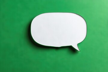 Blank speech bubble on green background. Space for text