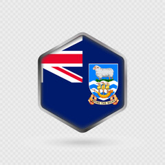 Fototapeta premium Falkland Islands flag icon in hexagon shape.