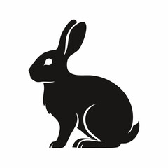Obraz premium Sitting Rabbit Silhouette — Flat 2D Minimalist Vector
