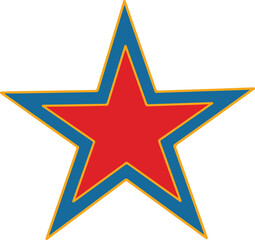 Obraz premium A red star on a white background or a transparent background. With a black solid outline, for posters, games, concerts, postcards