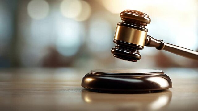 Wooden Gavel on Sound Block: Close-up View