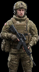 Fototapeta premium Military soldier in camouflage uniform