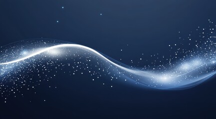 Obraz premium Abstract glowing wave with light particles on a dark blue background